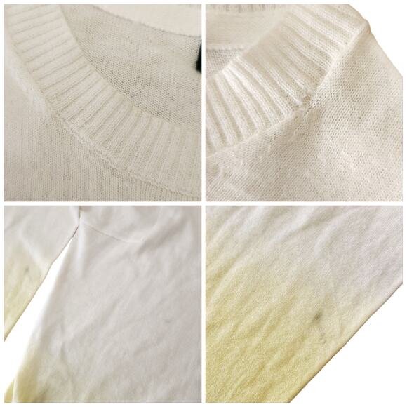 ATM Anthony Thomas Melillo Boxy Dip Dye crewneck sweater yellow ombre Size S NEW - Picture 4 of 7